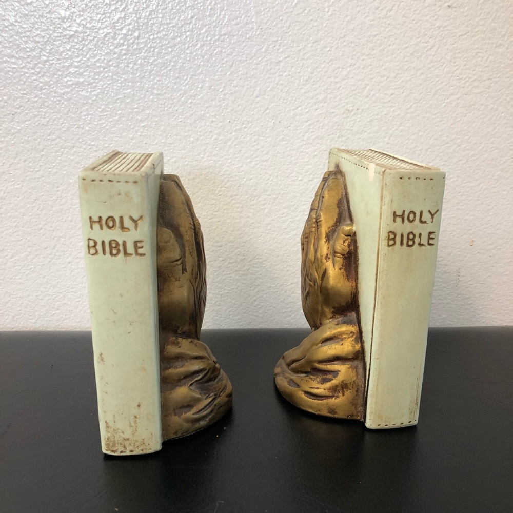 Vintage Collectible Holy Bible Praying Hands Bookends Lego Japan - Picture 3 of 7